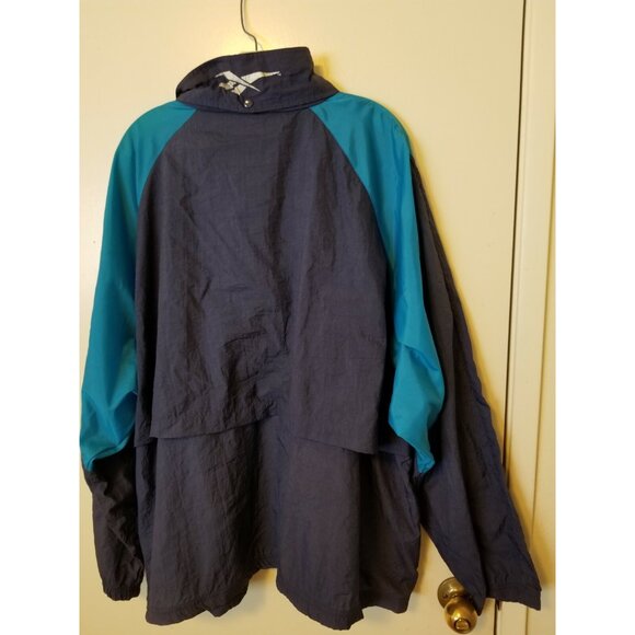 VTG Reebok Wind Breaker Nylon Jacket Embroidered Logo White Blue Track XL - Picture 9 of 11